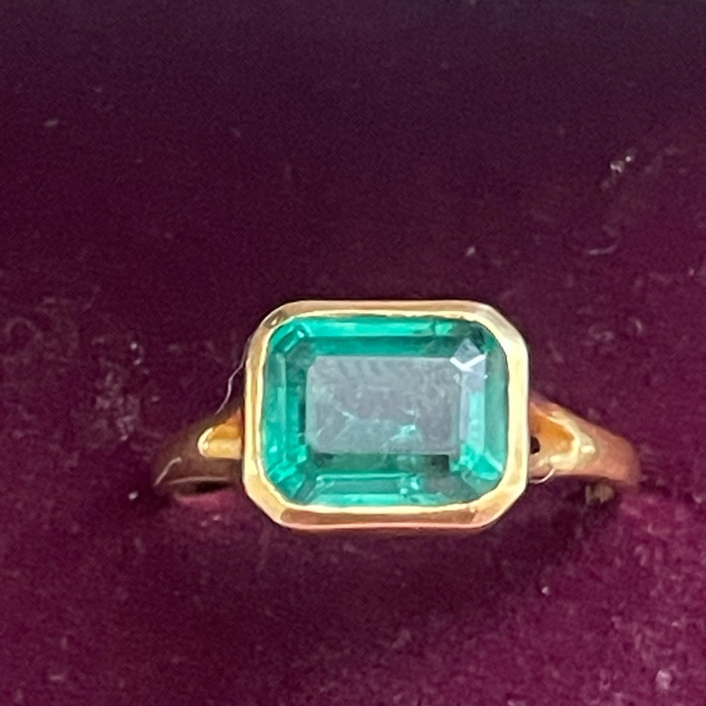 Genuine Zambia Emerald in 14 karat gold ring